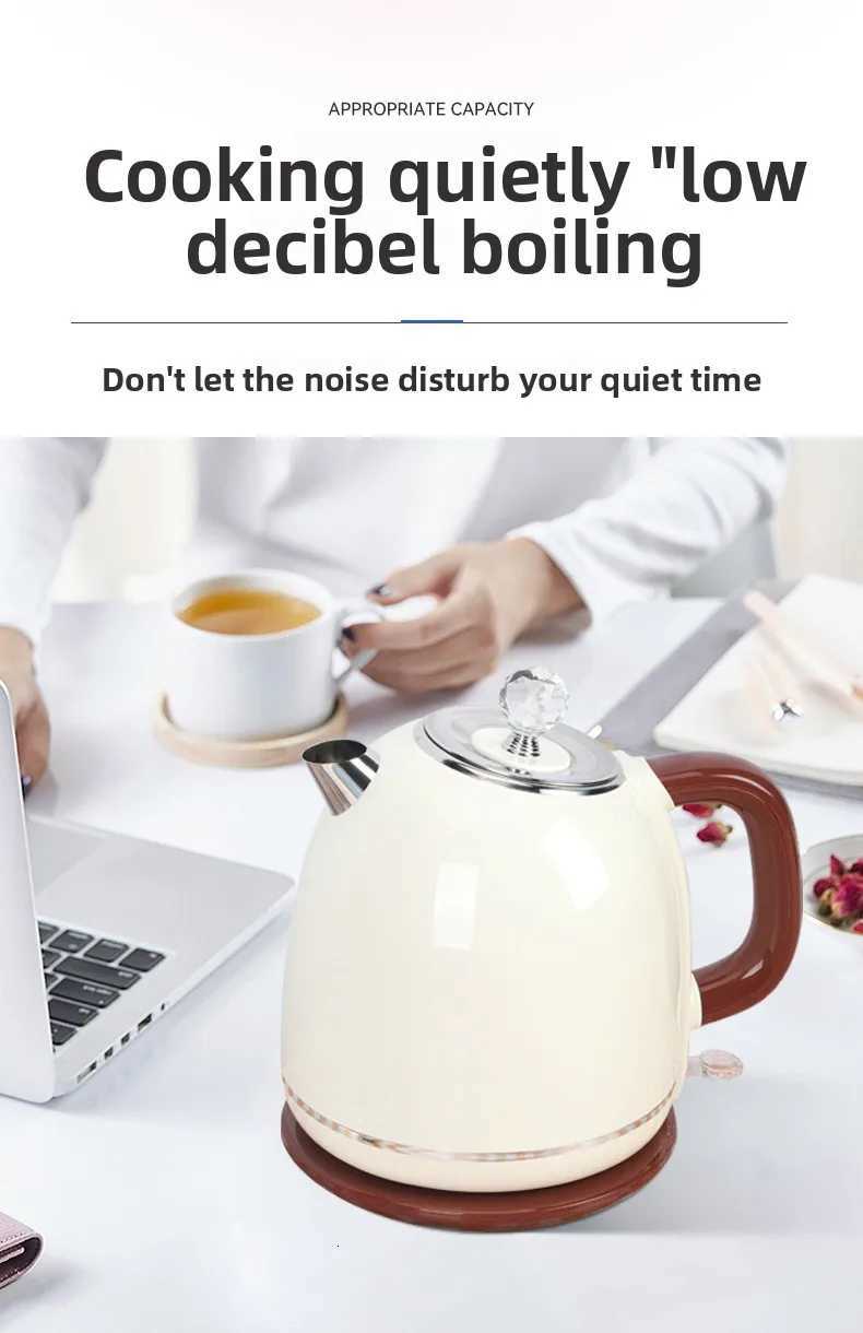 220V European Retro Electric Kettle 304 Stainless Steel Double Layer Household Wholesale OEM Y251114