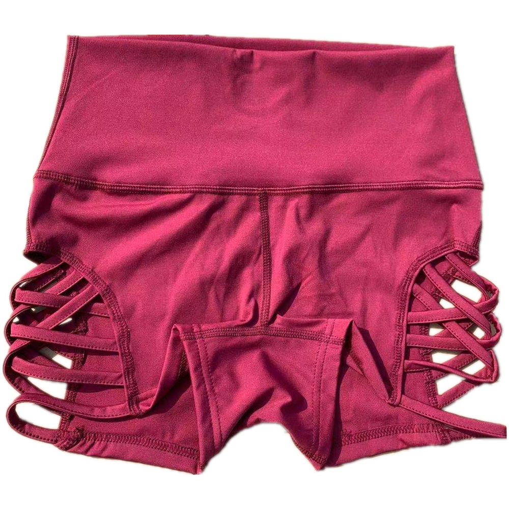 High Waist Yoga for Women Sexy Gym Fiess Pole Dance Sports Shorts with Side Cross Hollow Design