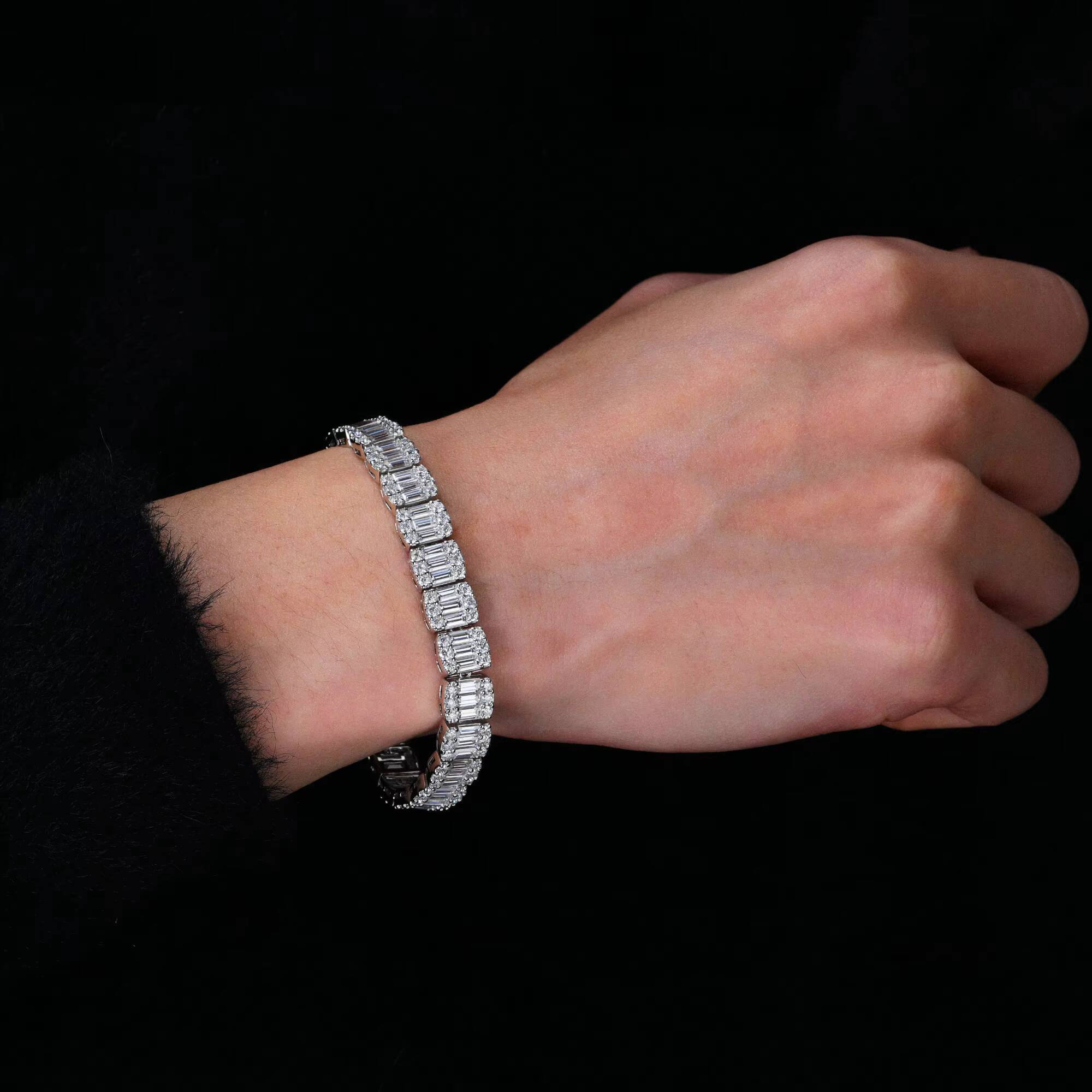 Hip Hop Cuban Jewelry for Men Iced Out Silver 925 Bracelets Men Moissanite Bracelet Men