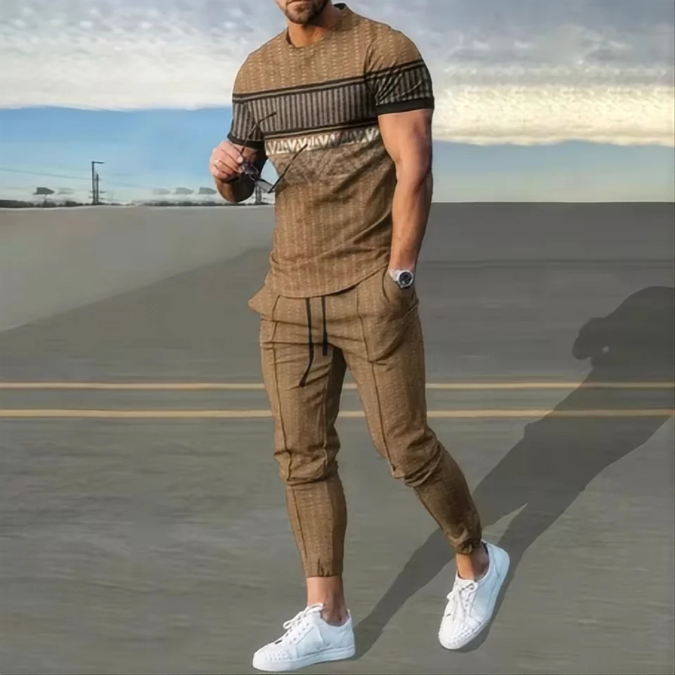 2024 Summer 3D Printed Tshirt Sportswear Set for Mens Fashion Super Large Short Sleeve Pants 250414