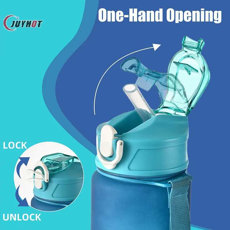 28oz Large Capacity Leak Proof Sports Water Bottle Colorful Plastic Kettle Straw Cup Outdoor Travel Portable Gym Fitness JugsW251114