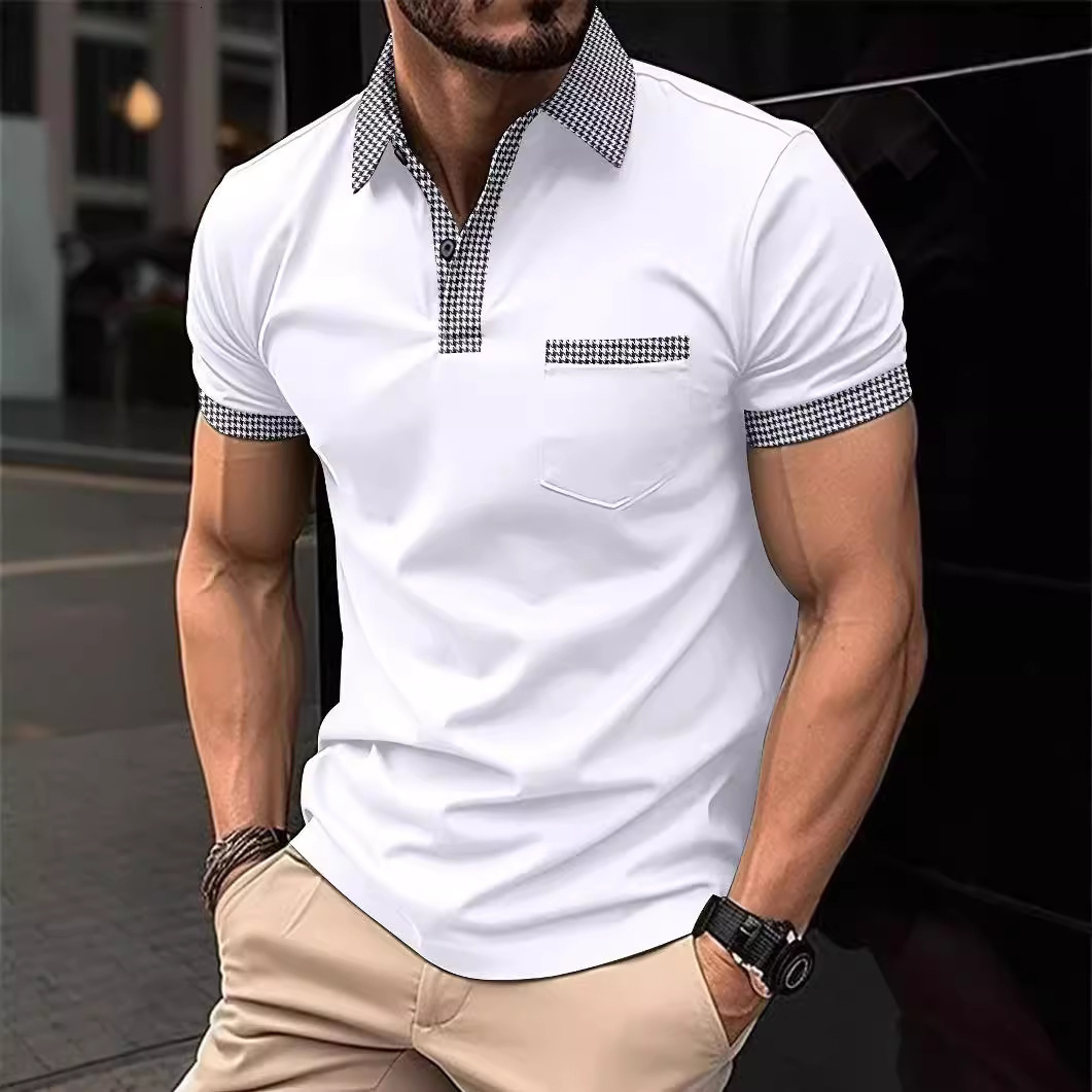 Ins Summer New Mens Polo Shirt Checkered Mens Sports Polo Shirt