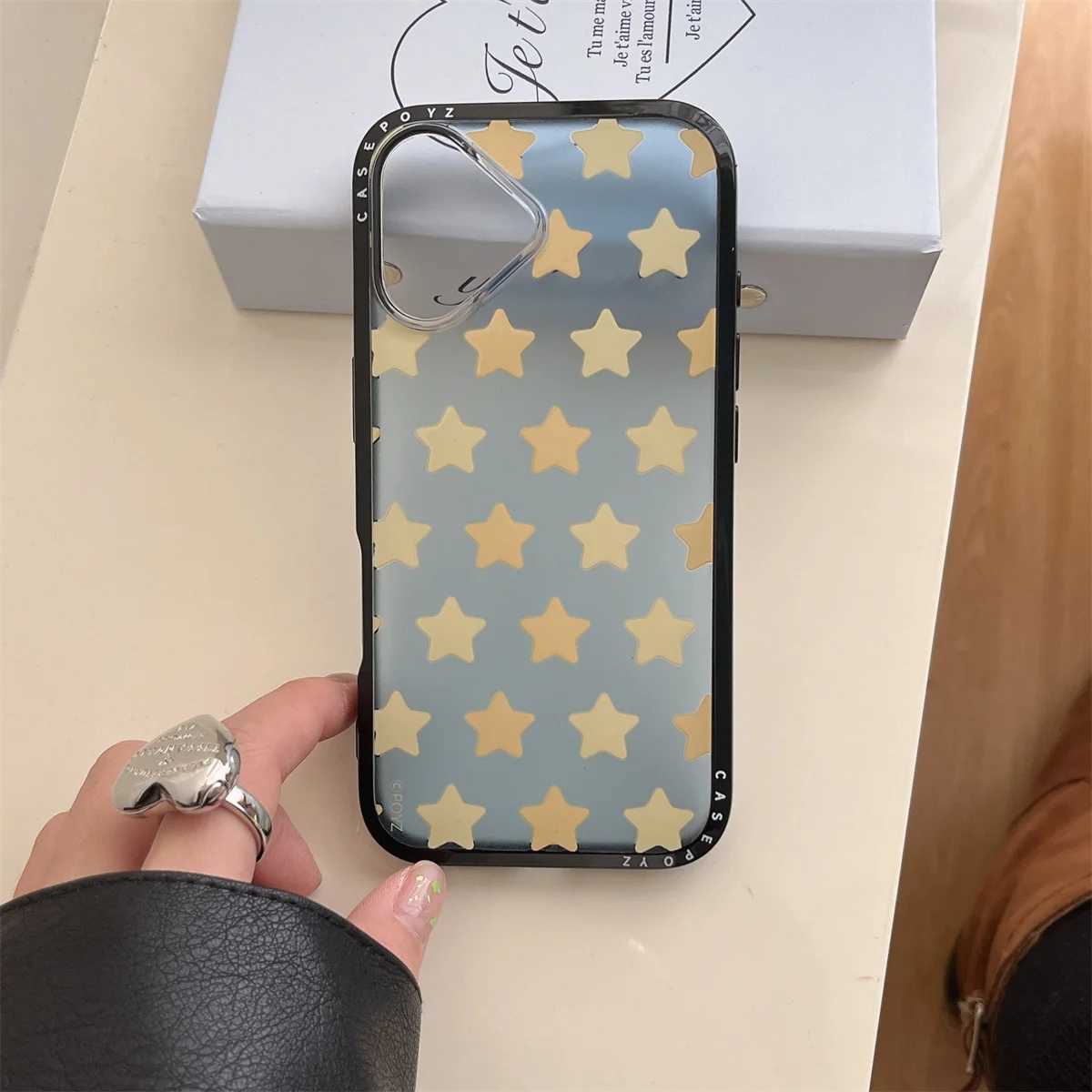 Cute new yellow five-pointed star bracket lanyard Phone Case For iPhone 16 15 14 13 Pro Max fundas iphone 15 case Protective J251202