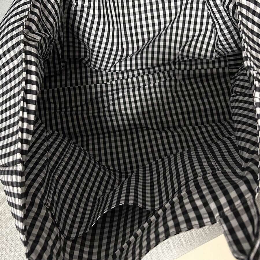 Mm Women's Bags New Large Capacity Black And White Checkered Cotton Shopping Single Shoulder Handbag Tote Bag For Women