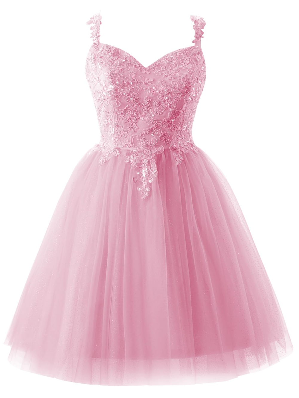 Short Homecoming Dresses Appliques Sequins Sweetheart Spaghetti Lace-up A-Line Tulle Plus Size Formal Occasion Cocktail Prom Party Graudation Gowns HD