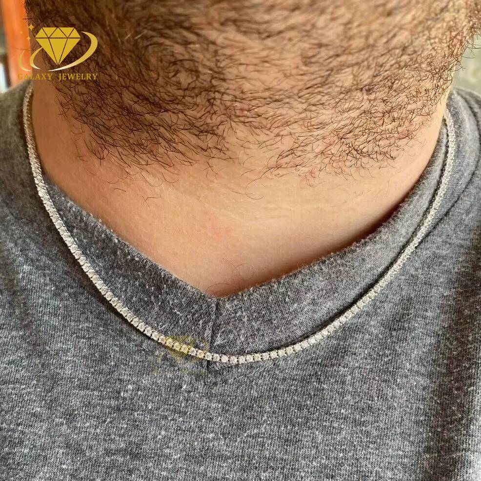 Pass Diamond Tester Wholesale Hip Hop 2mm-6mm Iced Out Bracelet VVS Moissanite Diamond 925 Sterling Silver Tennis Chain Necklace