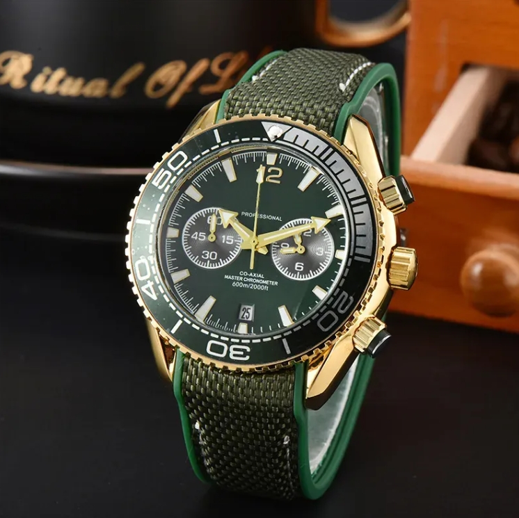 C-Axial Professional Speed Master Chronometer 600m/2000ft Watch Moonlight Series Full Function Automatic Date Quartz Timing Running Second Men Arrow Pins Watches