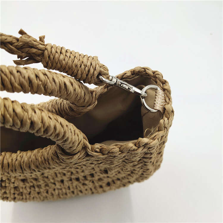 Handmade Beach Bag Straight Small Fresh Handmade Popular New Women's Bag, Hand-Held Crossbody Straw Woven Bag Kq2