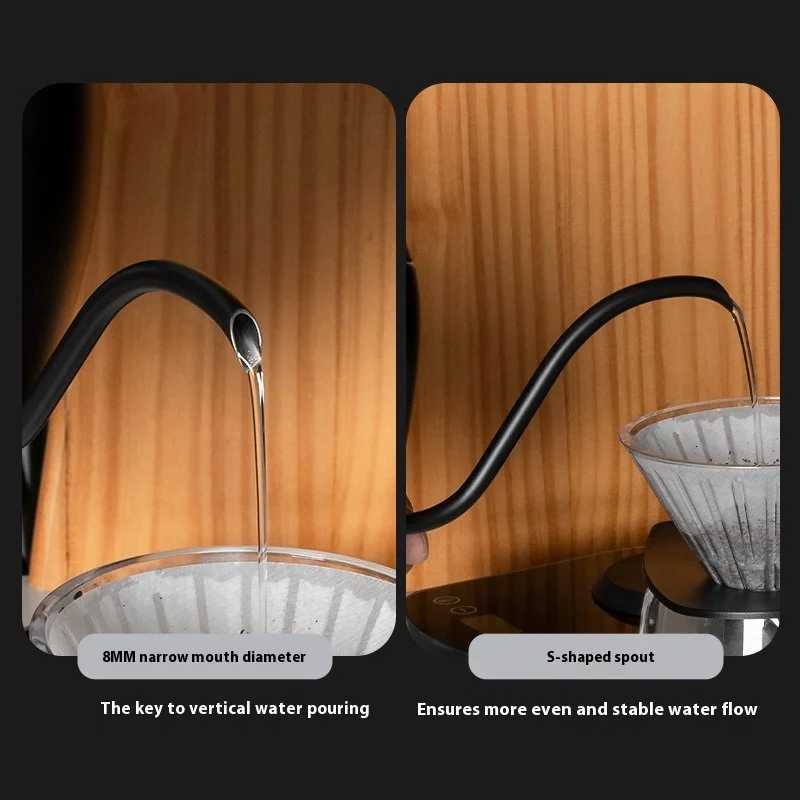 800ml Hand Brew Coffee Pot Intelligent Constant Temperature Electric Kettle Gooseneck Fine-mouth Stainless Steel Teapot Kettles Y251114