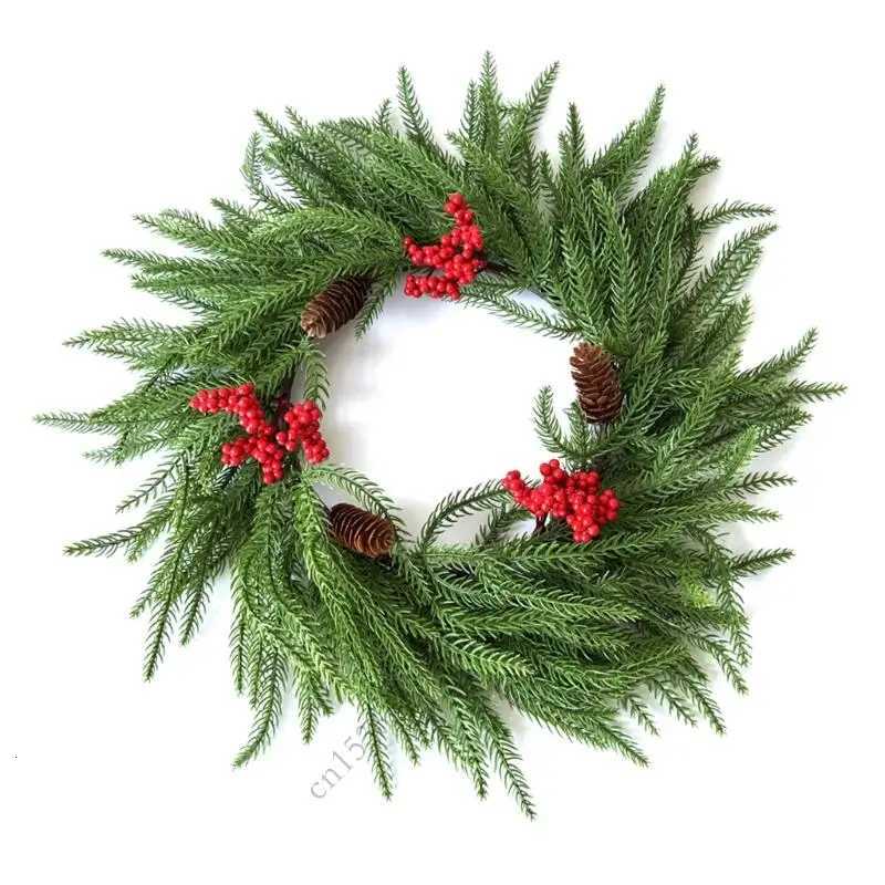 K43D Portable Christmas Pine Cone Red Berries Garlands Door Hanging Plastic Holiday DecorsM251115