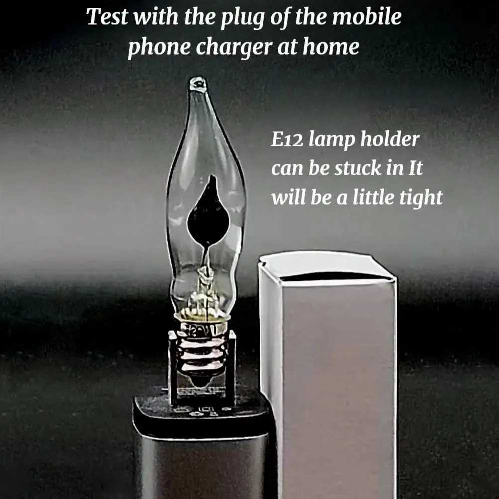 6 packs C18 Flame Bulb 120V 1W E12 Screw Base - apply to Dancing Tail Effect Bulbs for Chandeliers/Christmas Lights 1000Hrs C251115