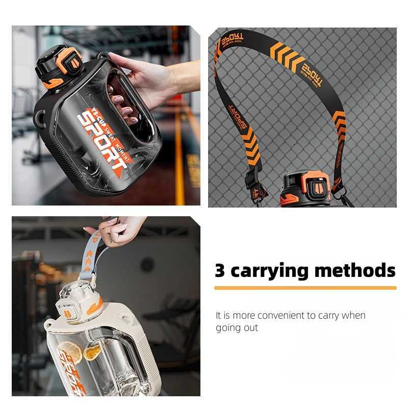 1600ML Large Capacity Sports Water Bottle Food Grade Plastic Water Cup With Straw Portable Gym Water Bottle BPA Free Water CupW251114