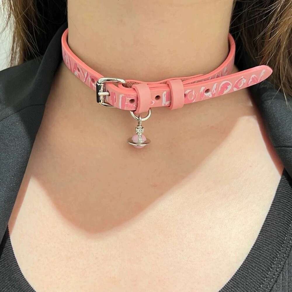 Queen Dowager's Letters, Sweet And Cool Leather Rope Belt, Three-Dimensional Saturn Necklace, Collar, Choker Bracelet, Worn Twice