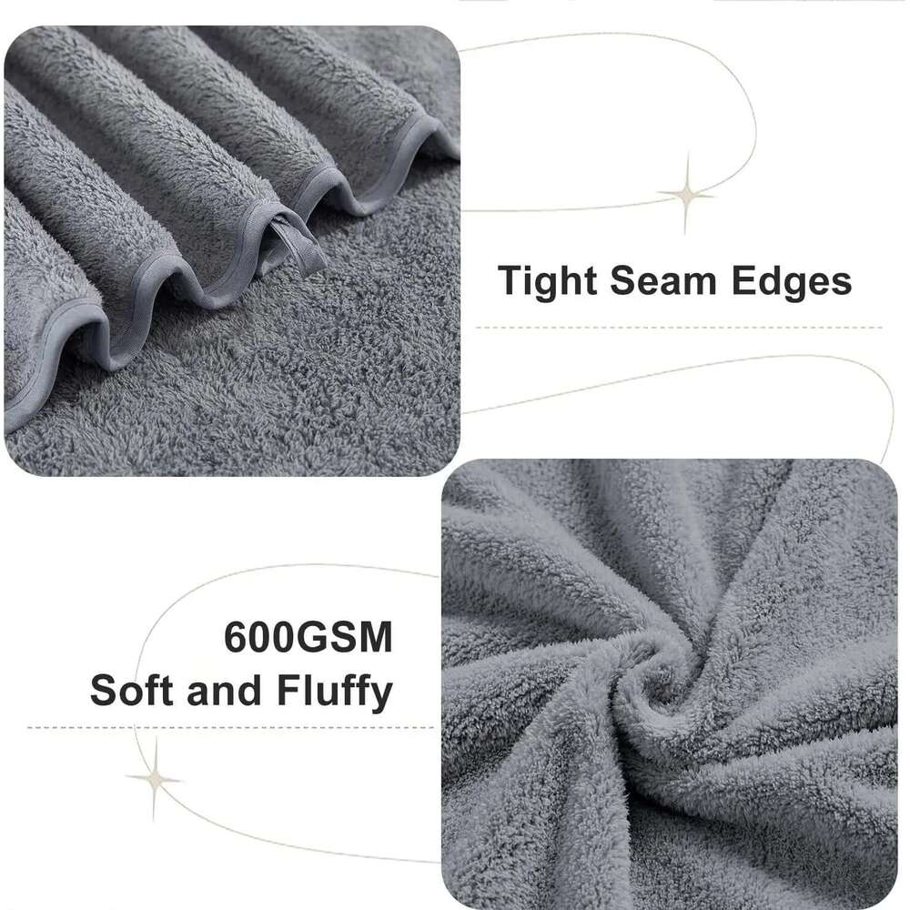 Oversized Set Of 4 Dark Gray Extra Large Bath Sheets For Adults 35X70in Ultra Soft Bathroom Towels Microfiber