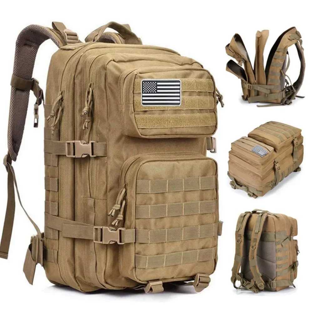 60L Army Military Tactical Backpack Mens Travel Large Capacity Rucksacks Men Waterproof Outdoor Sports Multi-functional BagsW251114