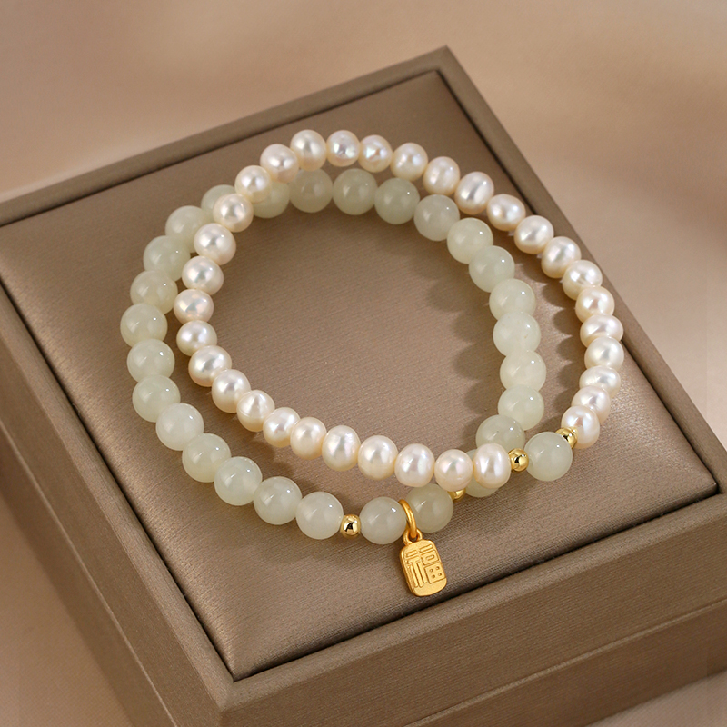 Natural pearl bracelet beaded stacked jewelry