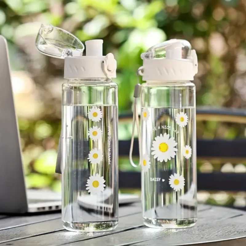 780ML Large Capacity Sports Transparent Water Bottle Leakproof Flower Plastic Drinking Bottles Outdoor Cycling Hiking Gym JugsW251114