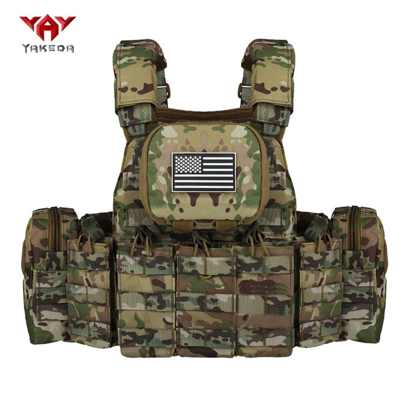 YAKEDA Hunting Vest with Triple Equipment Pouch Multi-Attachment Bag for Field Survival Training Suitable for Hunting Scenarios XJ251114