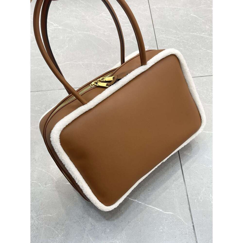 Mm Women's Bags Internet Celebrity's Casual Versatile Cowhide And Wool Shoulder Under Arm Briefcase, Tote Bag, Cute For Women