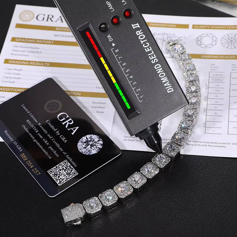 Dropshipping Fashion Men Jewelry Fine Iced Out 10mm 925 Sterling Silver VVS Moissanite Tennis Chain Bracelet