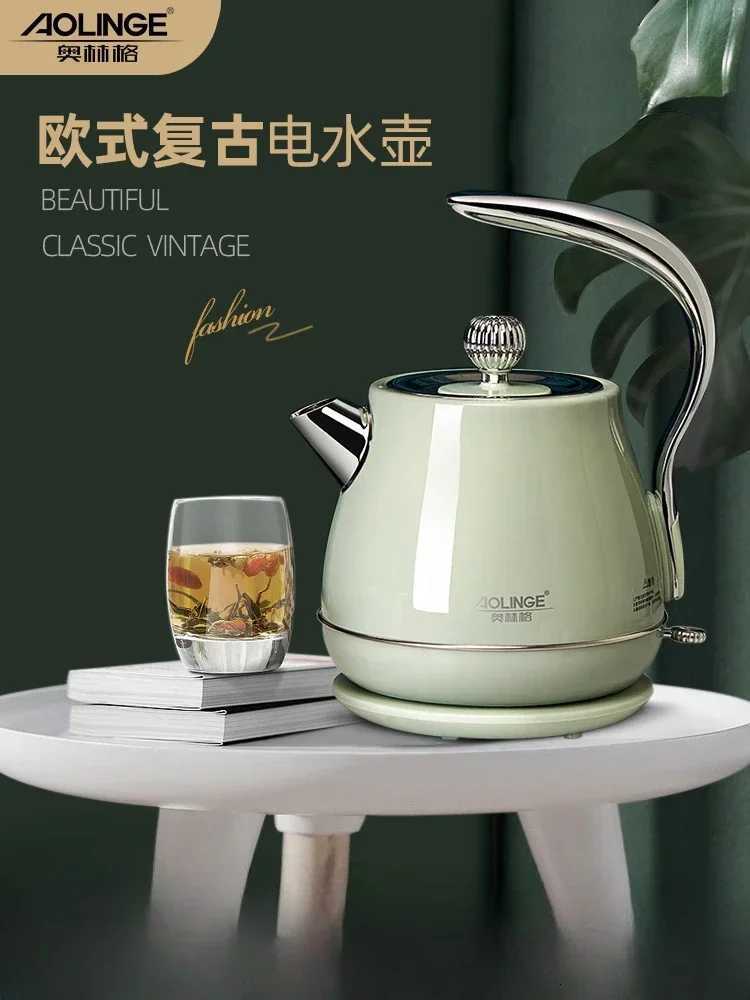 220V Olinger Vintage Stainless Steel Electric Kettle Retro and Stylish Auto Shut-off Home-use Water Boiler Y251114