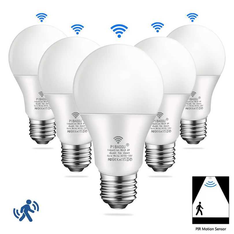 6PCS 220V PIR Motion Sensor Lamp 9W 12W 15W 18W LED Bulb with Motion Sensor Infrared Radiation Motion Detector Security Light C251115