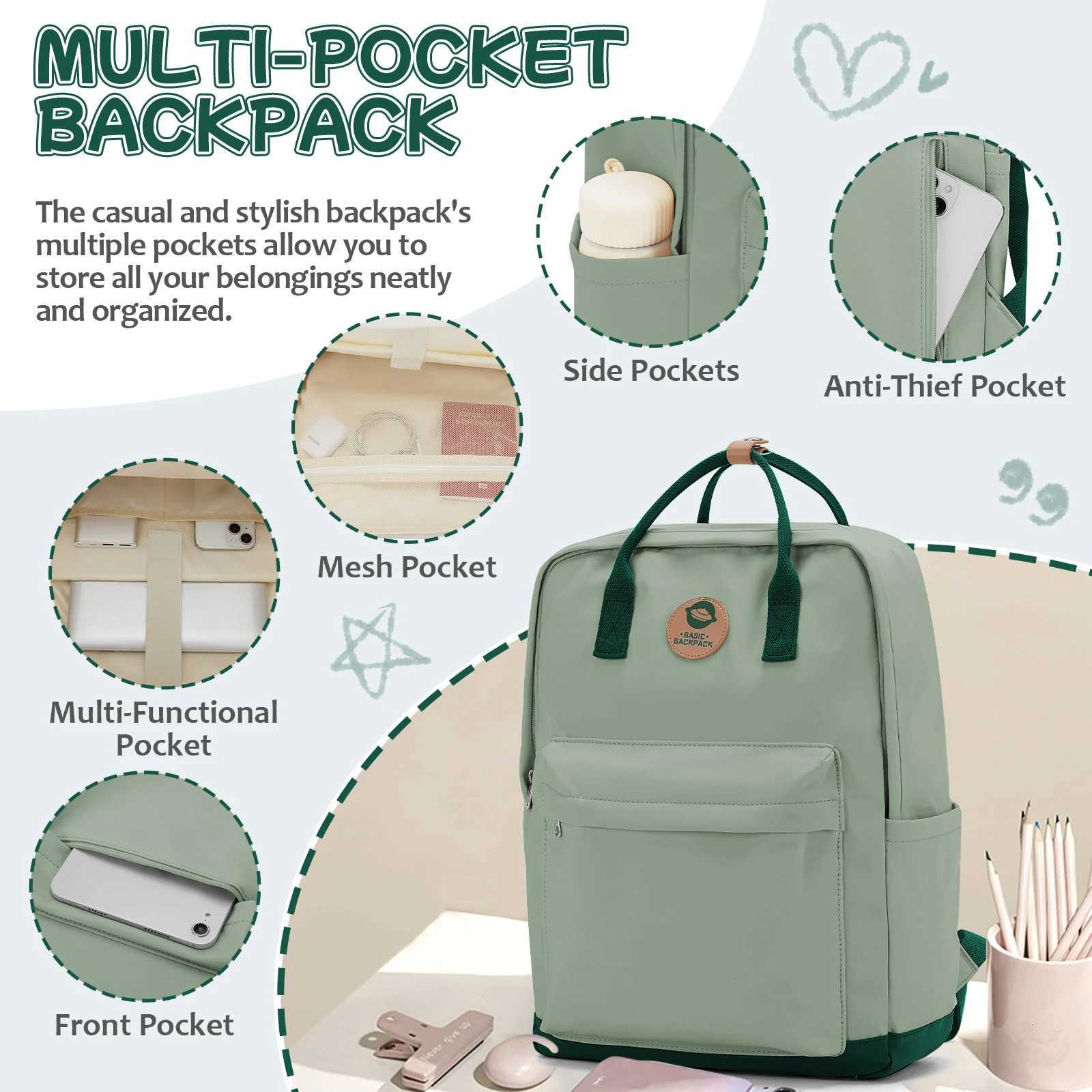 Back to School Youth School Backpack Stylish Waterproof Casual School Bag Basic Laptop Backpack For WomenUniversity BackpacksW251114