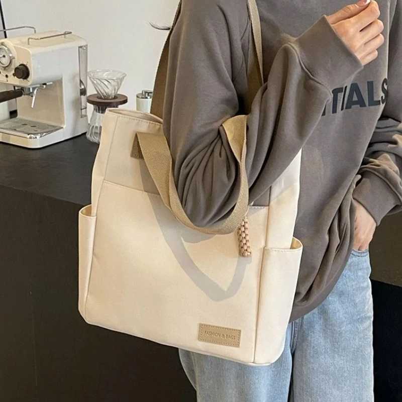 Waterproof Lightweight Canvas Bag New Leisure Casual Canvas Handbag Solid Color Tote Bags Large Capacity Shoulder BagW251115