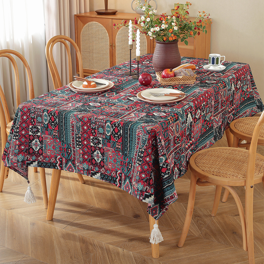 A770 Retro romantic dining table cloth coffee table cloth rectangular jacquard table cloth pastoral oil painting decorative cover cloth in stock