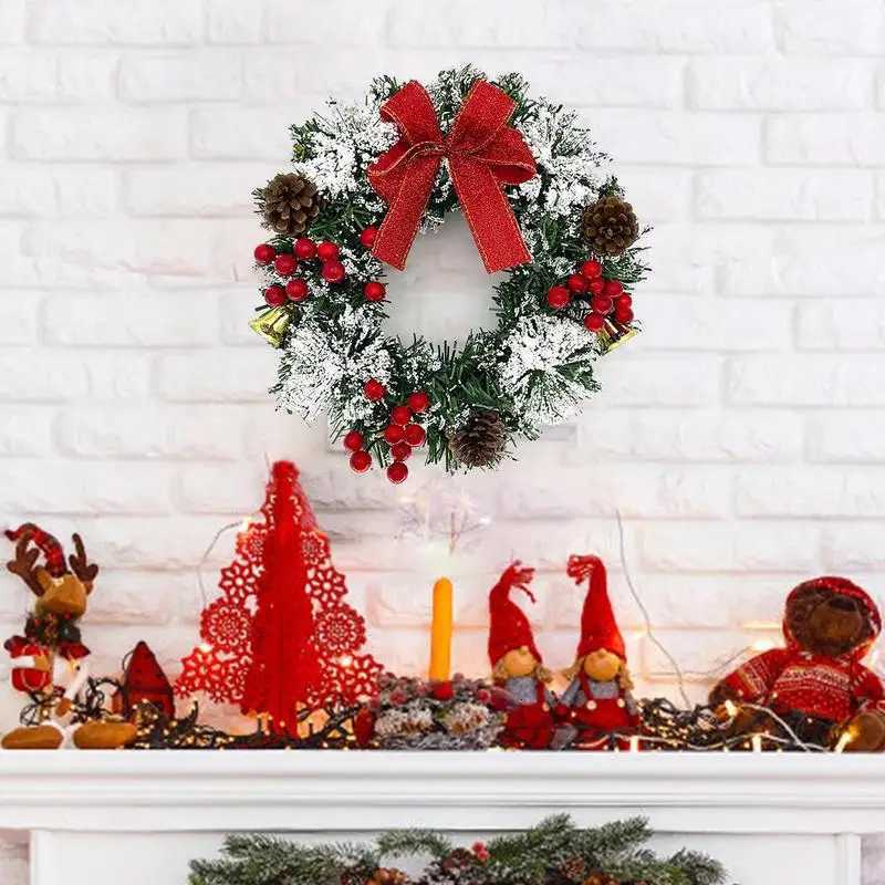 40cm Christmas Wreath Decor Artificial Hanging Xmas Wreath Pendant Home Window Door Outdoor Christmas Decoration Party SuppliesM251115