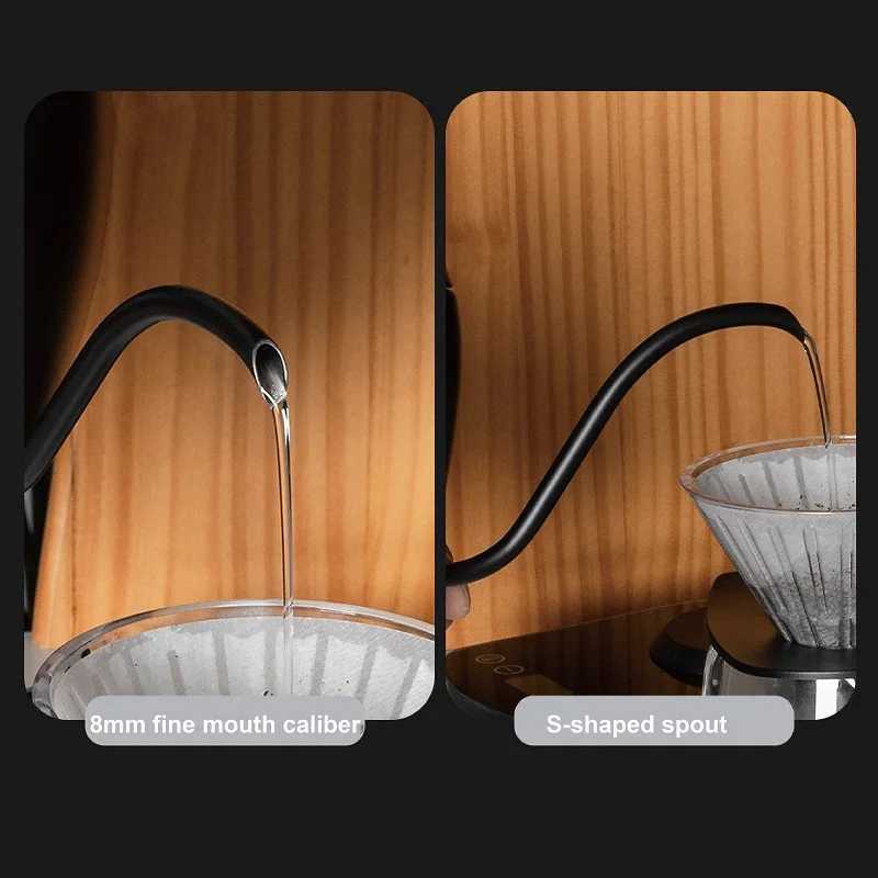 220V Smart Electric Kettle Home 800ml Temperature Control Gooseneck Fine Mouth Long Spout Coffee Pot 304 Stainless Steel Teapot Y251114