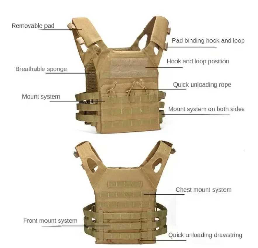 Tactical Vest Waterproof Outdoor Body Armor Lightweight JPC Molle Plate Carrier Hunting Vest CS Game Jungle Security Equipment XJ250730XJ251114