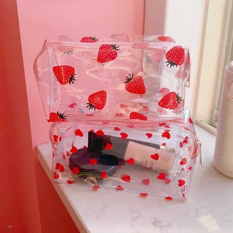 Paper box transparent PVC W bag girl travel organizer transparent makeup bag beauty makeup bagXJ250415