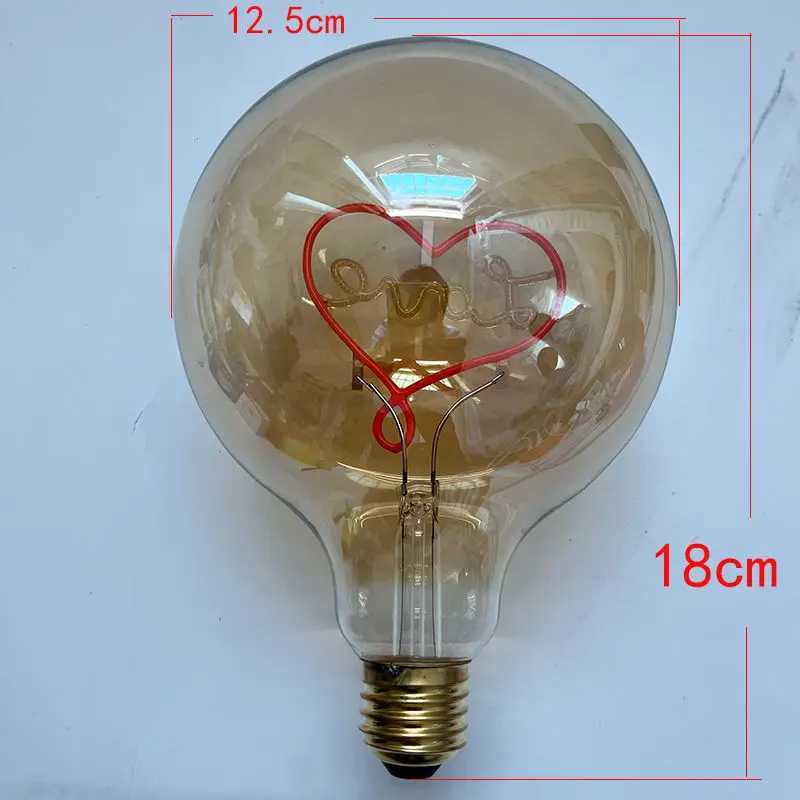 LED Golden G95 G125 LOVE RED Pink 2300K E27 220V 4W 8W Dimmable Filament Bulb Retro Vintage Decorative Lighting Edison Lamp C251115