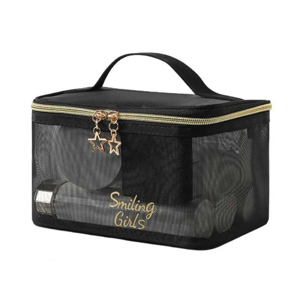 Beautiful transparent toilet bag with double zippers and multifunctional storage bag for womens Fi makeup bagXJ250415