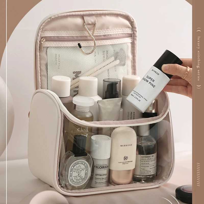 Transparent makeup bag used for hanging travel toilet cosmetics large capacity waterproof zipper organizerXJ250415