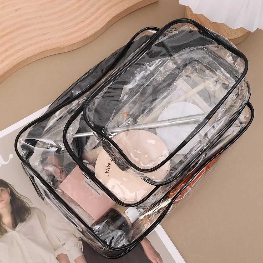 3-size transparent bag PVC womens zipper transparent makeup and beauty box travel toilet organizer storage bathroom W bagXJ250415