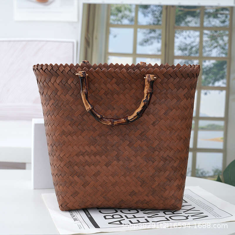 Handmade Beach Bag 2024 New Forest Series Woven Large Capacity Simple Women's Stylish Handheld Shopping Beach Bag Kq2