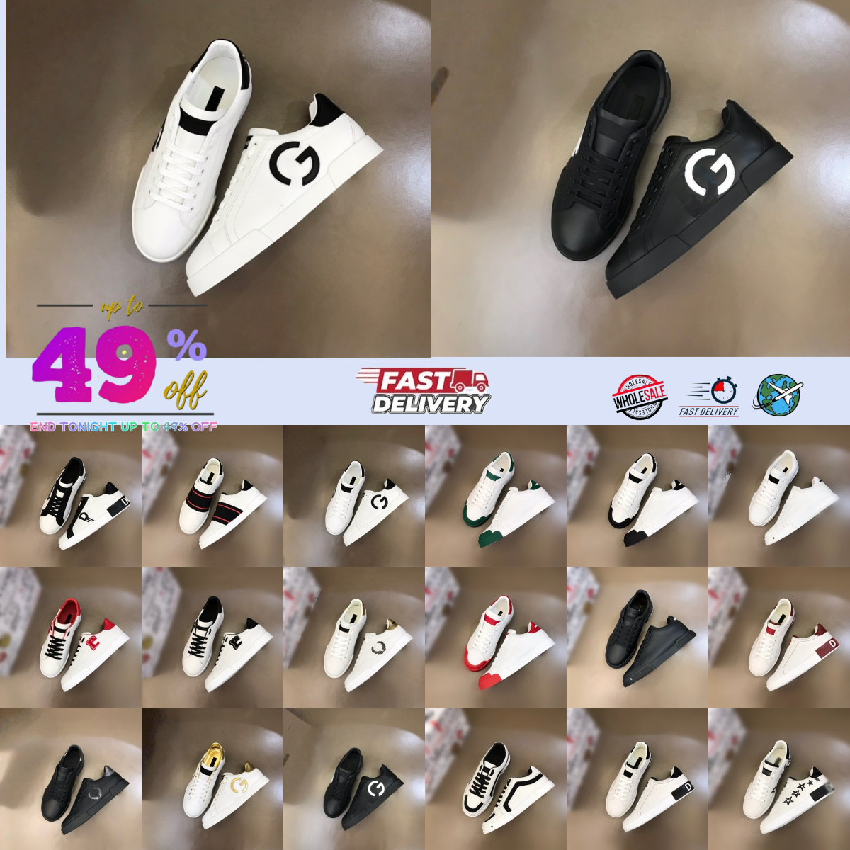 2026 new designer men's dolceshoes casual shoes genuine leather sports sneakers with laces breathable men's white dolces and gabanna shoes trainer Delivery to home