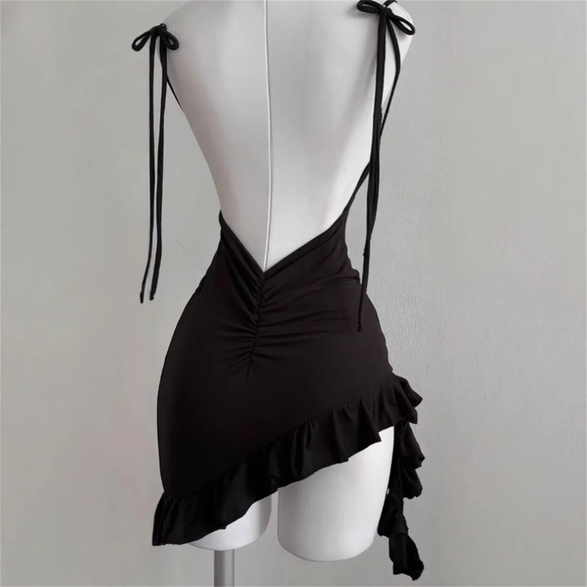 2025 European and American Dress with Summer High-end Feel Y2K Sexy Backless Lace Up Spicy s Hip Hugging Skirts 250415