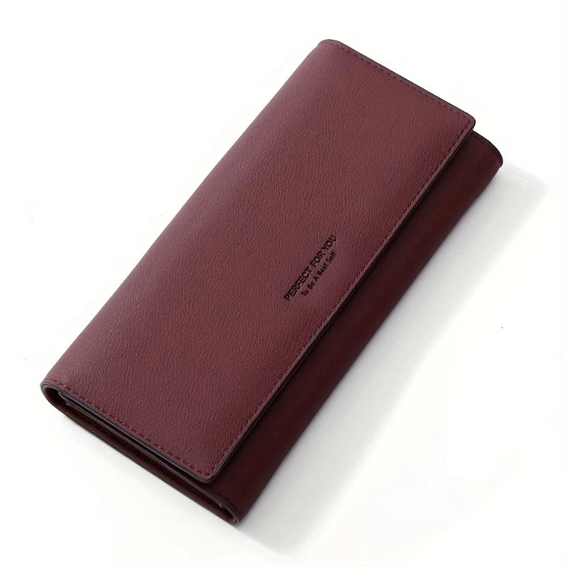 Simple Womens Leather Wallet Clutch Womens Long Wallet Womens Wallet Clip Card Clip 250410