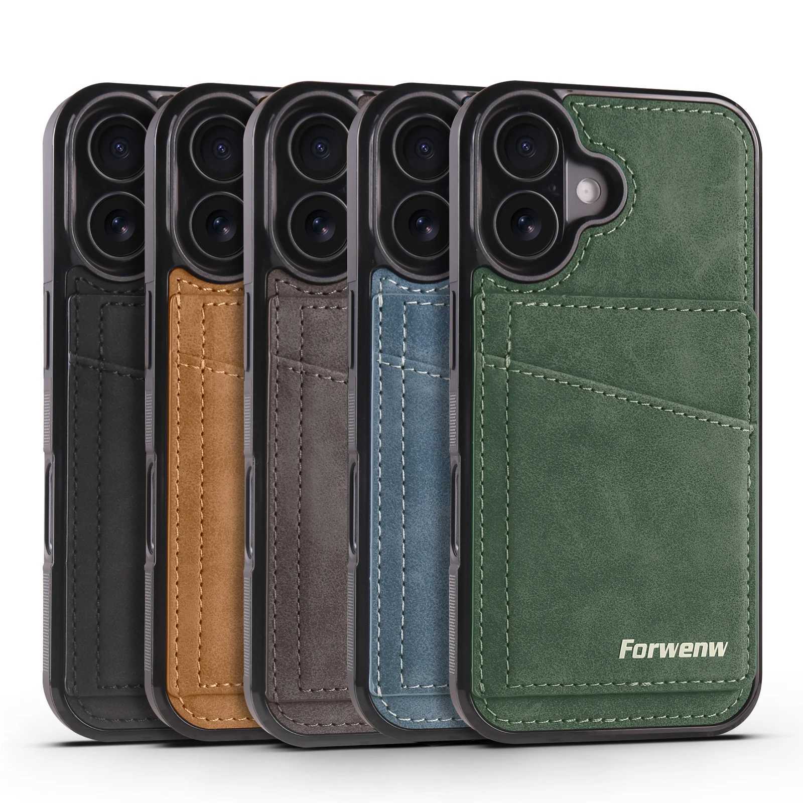 Business Flip Leather Case for iPhone 16 17 Air 16E 15 14 13 12 11 Pro Max Plus Mini Built-in Magnetic Wallet Card Phone Cover J251202