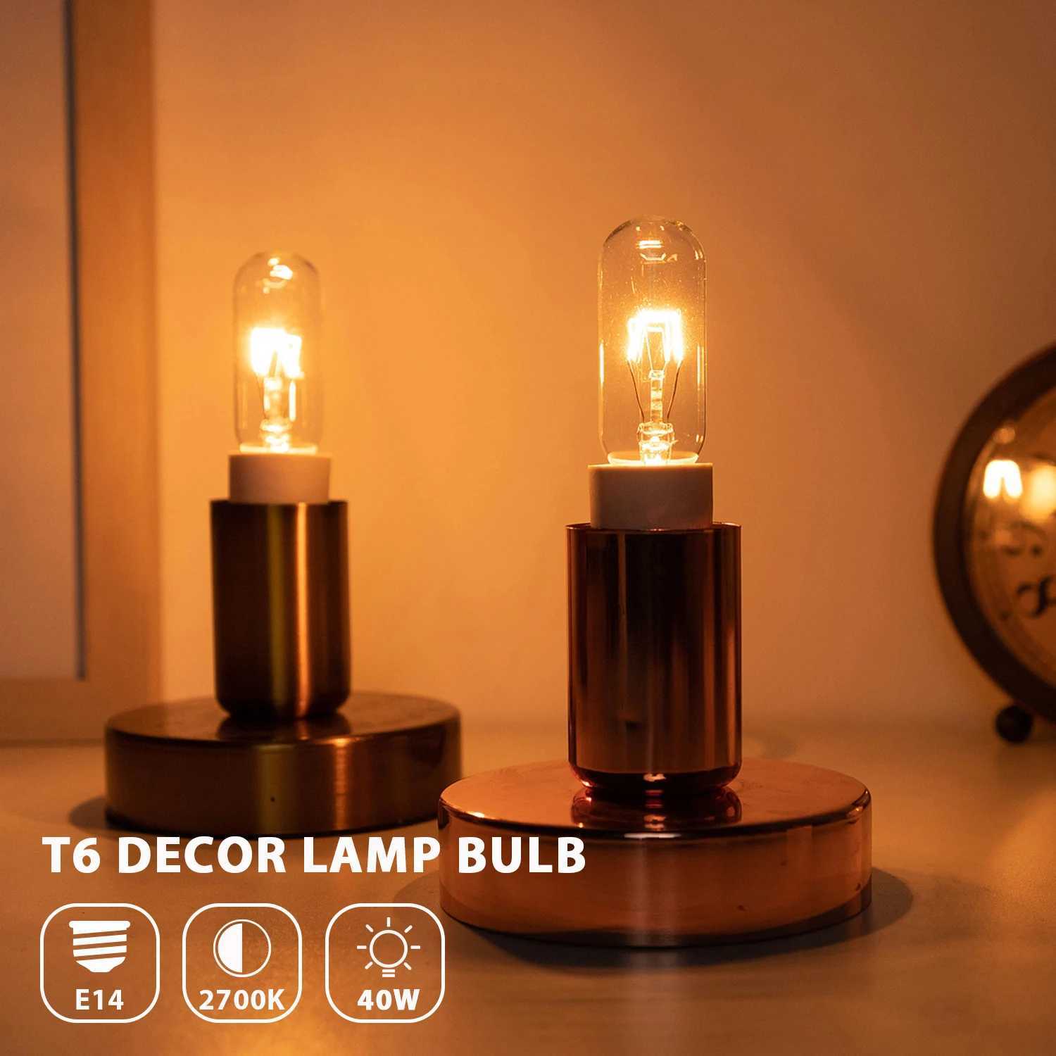 6Pack E14 40W T25 Cooker Hood Bulbs 220V Warm White 2700K T6 Dimmable Decor Incandescent Light Bulb for Ceiling Light Table Lamp C251115