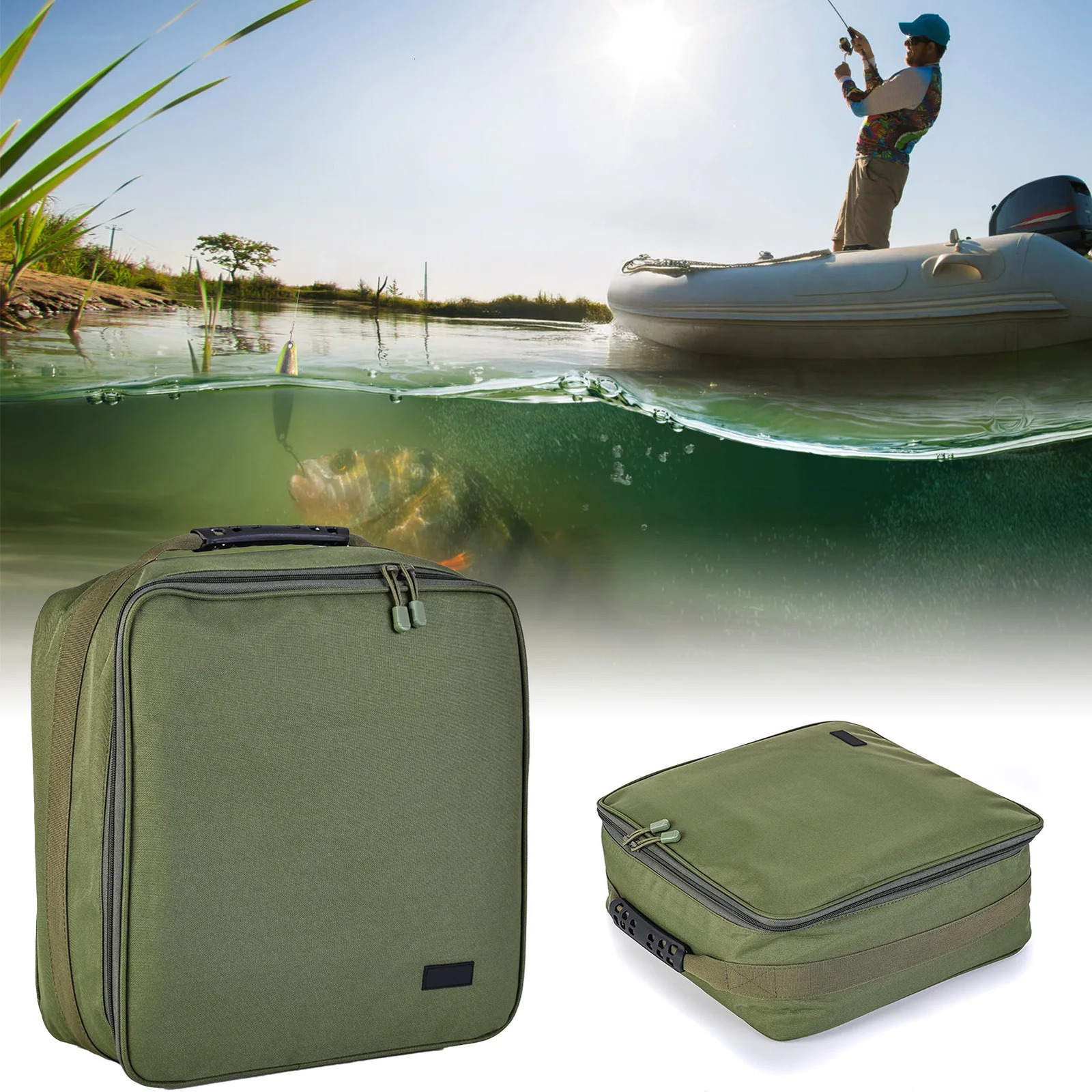 Portable fishing rod bag waterproof gear and bait storage with 3 adjustable dividers 37 15cm 250410