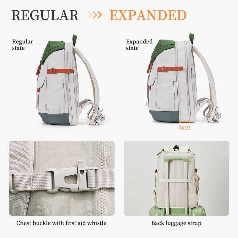 AJI Backpack For Women Travel Backpack Large Capacity Luxury Designer Outdoor Backpack Expandable Laptop Backpacks WaterproofW251114