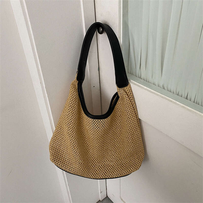 Handmade Beach Bag Summer Fashion Women's Handheld Fashionable Western Style Shoulder Small Seaside Travel Beach Grass Woven Bag Kq2
