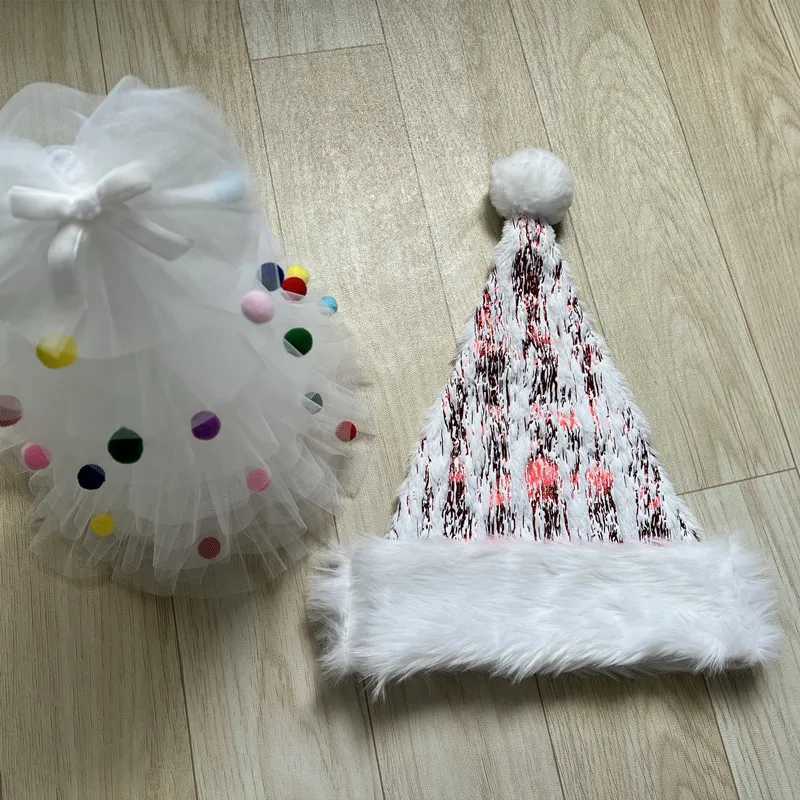 Plush Hat for Adult Bronzing Striped Fur-Brimmed Party Atmosphere Xmas Costume Pompom Santa 30x45cm Y251115
