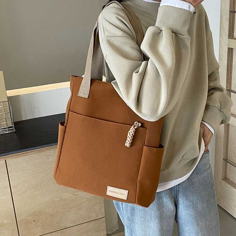 Waterproof Lightweight Canvas Bag New Leisure Casual Canvas Handbag Solid Color Tote Bags Large Capacity Shoulder BagW251115