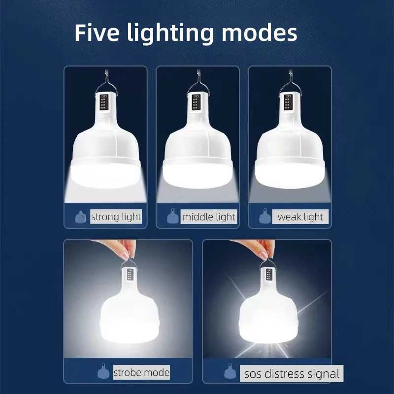 Led Camping Lantern 80w 100w Outdoor Light Portable Rechargeable Spotlights Camping Supplies Travel Lighting Emergency Bulb M251115