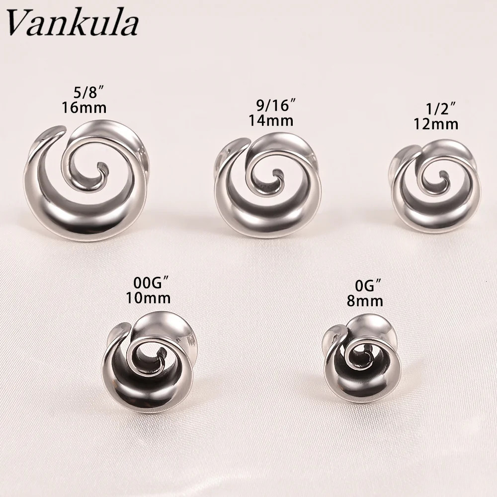 Vankula 2PCS Round Spiral Saddle Plugs Hangers for Stretched Lobe Ear Tunnels Gauges Plugs Piercing Body Jewelry 250408